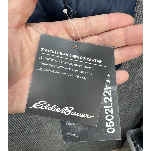 Eddie Bauer 650 FP StratusTherm Down Vest Womens XL Blue Puffer Full Zip NEW - Picture 3 of 11